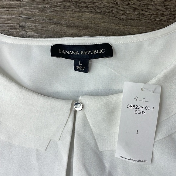 NWT Banana Republic Women’s Cream Collared Blouse, size L - Picture 2 of 10